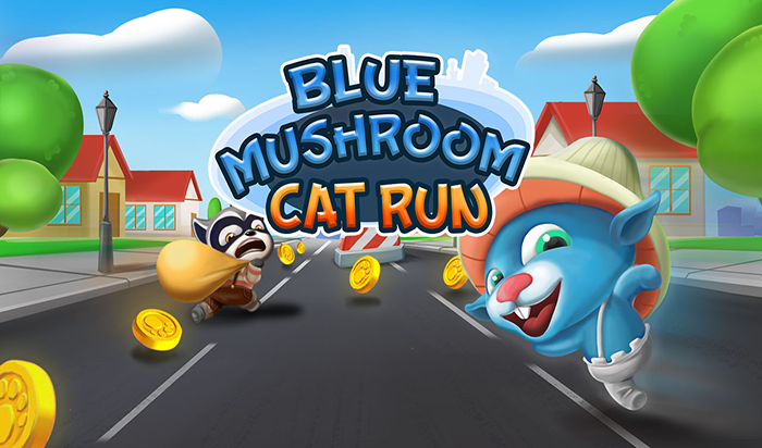 Play Blue Mushroom Cat Run Online